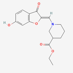 molecular formula C17H19NO5 B2364075 (Z)-乙基 1-((6-羟基-3-氧代苯并呋喃-2(3H)-亚甲基)甲基)哌啶-3-羧酸酯 CAS No. 946293-47-6