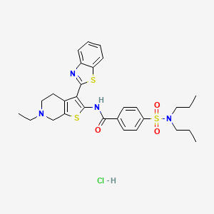 molecular formula C29H35ClN4O3S3 B2364076 盐酸 N-(3-(苯并[d]噻唑-2-基)-6-乙基-4,5,6,7-四氢噻吩并[2,3-c]吡啶-2-基)-4-(N,N-二丙基磺酰胺基)苯甲酰胺 CAS No. 1216537-02-8