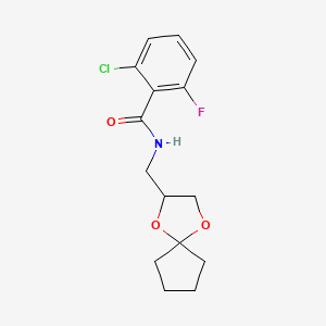 B2364077 N-(1,4-dioxaspiro[4.4]nonan-2-ylmethyl)-2-chloro-6-fluorobenzamide CAS No. 900007-08-1