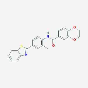 molecular formula C23H18N2O3S B236408 N-[4-(1,3-benzothiazol-2-yl)-2-methylphenyl]-2,3-dihydro-1,4-benzodioxine-6-carboxamide 