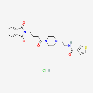N-(2-(4-(4-(1,3-dioxoisoindolin-2-yl)butanoyl)piperazin-1-yl)ethyl)thiophene-3-carboxamide hydrochloride