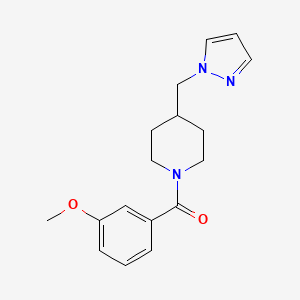 molecular formula C17H21N3O2 B2364102 (4-((1H-pyrazol-1-yl)methyl)piperidin-1-yl)(3-methoxyphenyl)methanone CAS No. 1286726-91-7