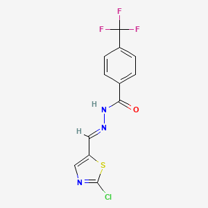 molecular formula C12H7ClF3N3OS B2364110 N'-[(1E)-(2-chloro-1,3-thiazol-5-yl)methylidene]-4-(trifluoromethyl)benzohydrazide CAS No. 478067-99-1