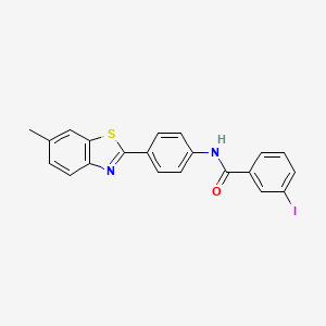 molecular formula C21H15IN2OS B2364117 3-碘-N-[4-(6-甲基-1,3-苯并噻唑-2-基)苯基]苯甲酰胺 CAS No. 313232-68-7