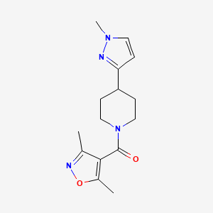 molecular formula C15H20N4O2 B2364121 (3,5-dimethylisoxazol-4-yl)(4-(1-methyl-1H-pyrazol-3-yl)piperidin-1-yl)methanone CAS No. 2034555-35-4
