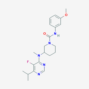 molecular formula C21H28FN5O2 B2364123 3-[(5-Fluoro-6-propan-2-ylpyrimidin-4-yl)-methylamino]-N-(3-methoxyphenyl)piperidine-1-carboxamide CAS No. 2415531-53-0