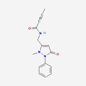 molecular formula C15H15N3O2 B2364127 N-[(2-Methyl-5-oxo-1-phenylpyrazol-3-yl)methyl]but-2-ynamide CAS No. 2411295-61-7