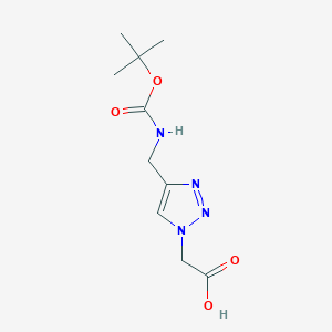 molecular formula C10H16N4O4 B2364132 2-[4-[[(2-Methylpropan-2-yl)oxycarbonylamino]methyl]triazol-1-yl]acetic acid CAS No. 1372405-93-0