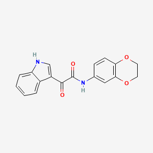 molecular formula C18H14N2O4 B2364149 N-(2,3-二氢-1,4-苯并二氧杂环己-6-基)-2-(1H-吲哚-3-基)-2-氧代乙酰胺 CAS No. 852367-86-3