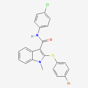molecular formula C22H16BrClN2OS B2364151 2-[(4-bromophenyl)sulfanyl]-N-(4-chlorophenyl)-1-methyl-1H-indole-3-carboxamide CAS No. 478049-59-1