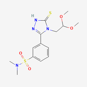 molecular formula C14H20N4O4S2 B2364172 3-[4-(2,2-二甲氧基乙基)-5-硫代-4H-1,2,4-三唑-3-基]-N,N-二甲基苯-1-磺酰胺 CAS No. 519151-93-0