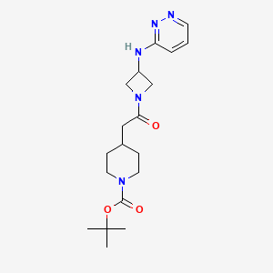 molecular formula C19H29N5O3 B2364176 Tert-butyl 4-(2-oxo-2-{3-[(pyridazin-3-yl)amino]azetidin-1-yl}ethyl)piperidine-1-carboxylate CAS No. 2097899-41-5