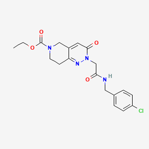 molecular formula C19H21ClN4O4 B2364186 ethyl 2-{2-[(4-chlorobenzyl)amino]-2-oxoethyl}-3-oxo-3,5,7,8-tetrahydropyrido[4,3-c]pyridazine-6(2H)-carboxylate CAS No. 1326886-22-9