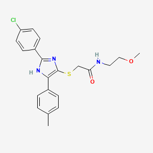 2-((2-(4-chlorophenyl)-5-(p-tolyl)-1H-imidazol-4-yl)thio)-N-(2-methoxyethyl)acetamide