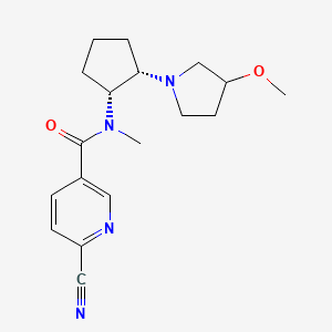molecular formula C18H24N4O2 B2364193 6-Cyano-N-[(1R,2S)-2-(3-methoxypyrrolidin-1-yl)cyclopentyl]-N-methylpyridine-3-carboxamide CAS No. 2305196-23-8