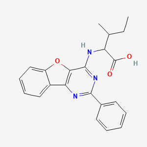 molecular formula C22H21N3O3 B2364196 3-甲基-2-((2-苯基苯并呋喃[3,2-d]嘧啶-4-基)氨基)戊酸 CAS No. 1009665-60-4