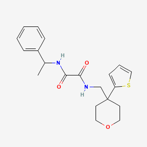 molecular formula C20H24N2O3S B2364197 N1-(1-苯乙基)-N2-((4-(噻吩-2-基)四氢-2H-吡喃-4-基)甲基)草酰胺 CAS No. 1209831-04-8