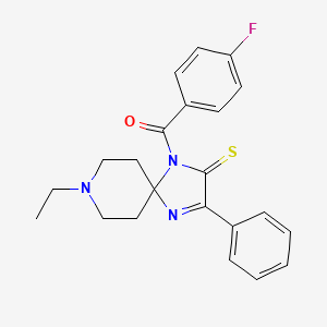 molecular formula C22H22FN3OS B2364199 8-Ethyl-1-(4-fluorobenzoyl)-3-phenyl-1,4,8-triazaspiro[4.5]dec-3-ene-2-thione CAS No. 872199-78-5