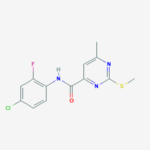 molecular formula C13H11ClFN3OS B2364206 N-(4-chloro-2-fluorophenyl)-6-methyl-2-(methylsulfanyl)pyrimidine-4-carboxamide CAS No. 1147760-75-5