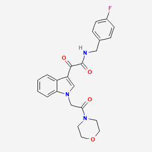 molecular formula C23H22FN3O4 B2364228 N-(4-fluorobenzyl)-2-(1-(2-morpholino-2-oxoethyl)-1H-indol-3-yl)-2-oxoacetamide CAS No. 872856-87-6