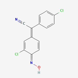molecular formula C14H8Cl2N2O B2364240 2-(3-Chloro-4-hydroxyiminocyclohexa-2,5-dienyliden)-2-(4-chlorophenyl)acetonitrile CAS No. 842-13-7