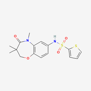 molecular formula C16H18N2O4S2 B2364255 N-(3,3,5-三甲基-4-氧代-2,3,4,5-四氢苯并[b][1,4]恶二嗪-7-基)噻吩-2-磺酰胺 CAS No. 922102-82-7