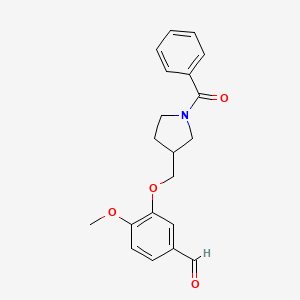 molecular formula C20H21NO4 B2364259 3-[(1-Benzoylpyrrolidin-3-yl)methoxy]-4-methoxybenzaldehyde CAS No. 2094554-12-6