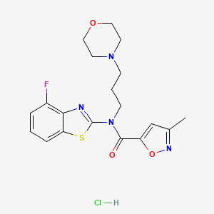 molecular formula C19H22ClFN4O3S B2364272 N-(4-fluorobenzo[d]thiazol-2-yl)-3-methyl-N-(3-morpholinopropyl)isoxazole-5-carboxamide hydrochloride CAS No. 1185173-54-9
