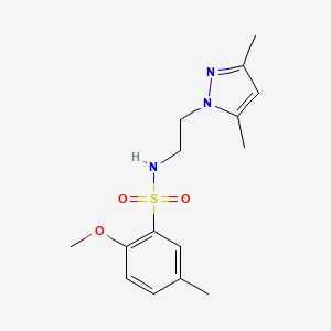 molecular formula C15H21N3O3S B2364275 N-(2-(3,5-dimethyl-1H-pyrazol-1-yl)ethyl)-2-methoxy-5-methylbenzenesulfonamide CAS No. 1235201-88-3