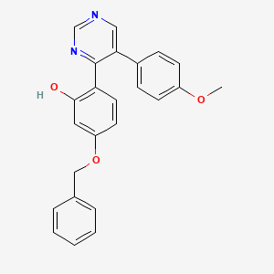 molecular formula C24H20N2O3 B2364285 5-(苄氧基)-2-(5-(4-甲氧基苯基)嘧啶-4-基)苯酚 CAS No. 850160-86-0