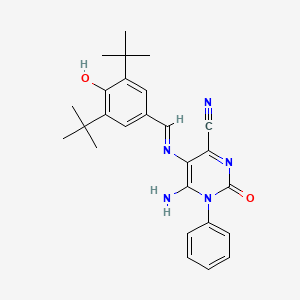 5-(1-aza-2-(3,5-bis(tert-butyl)-4-hydroxyphenyl)vinyl)-4-imino-2-oxo-3-phenyl-1H-1,3-diazine-6-carbonitrile