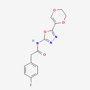 N-(5-(5,6-dihydro-1,4-dioxin-2-yl)-1,3,4-oxadiazol-2-yl)-2-(4-fluorophenyl)acetamide