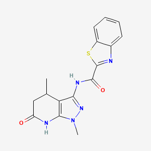 molecular formula C16H15N5O2S B2364302 N-(1,4-二甲基-6-氧代-4,5,6,7-四氢-1H-吡唑并[3,4-b]吡啶-3-基)苯并[d]噻唑-2-甲酰胺 CAS No. 1203053-49-9