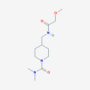 molecular formula C12H23N3O3 B2364313 4-[[(2-Methoxyacetyl)amino]methyl]-N,N-dimethylpiperidine-1-carboxamide CAS No. 2415570-36-2