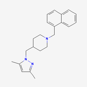 molecular formula C22H27N3 B2364330 4-((3,5-二甲基-1H-吡唑-1-基)甲基)-1-(萘-1-基甲基)哌啶 CAS No. 1396760-11-4