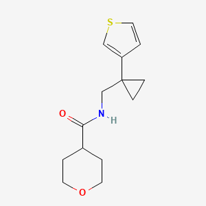 N-[(1-Thiophen-3-ylcyclopropyl)methyl]oxane-4-carboxamide