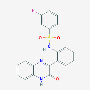 3-fluoro-N-[2-(3-oxo-3,4-dihydroquinoxalin-2-yl)phenyl]benzene-1-sulfonamide