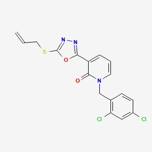 molecular formula C17H13Cl2N3O2S B2364358 3-[5-(烯丙硫基)-1,3,4-恶二唑-2-基]-1-(2,4-二氯苄基)-2(1H)-吡啶酮 CAS No. 477853-17-1