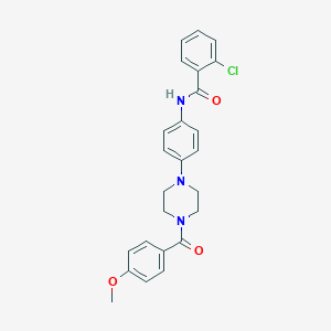 molecular formula C25H24ClN3O3 B236437 2-chloro-N-{4-[4-(4-methoxybenzoyl)-1-piperazinyl]phenyl}benzamide 