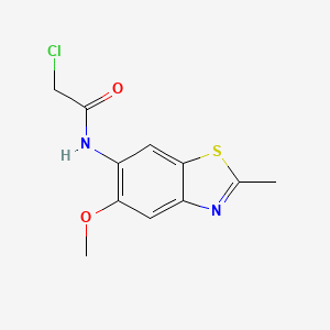 molecular formula C11H11ClN2O2S B2364375 2-Chloro-N-(5-methoxy-2-methyl-1,3-benzothiazol-6-yl)acetamide CAS No. 2411194-23-3