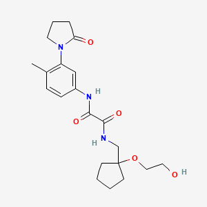 molecular formula C21H29N3O5 B2364384 N1-((1-(2-hydroxyethoxy)cyclopentyl)methyl)-N2-(4-methyl-3-(2-oxopyrrolidin-1-yl)phenyl)oxalamide CAS No. 2310038-63-0