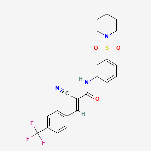molecular formula C22H20F3N3O3S B2364387 (E)-2-cyano-N-(3-piperidin-1-ylsulfonylphenyl)-3-[4-(trifluoromethyl)phenyl]prop-2-enamide CAS No. 717117-16-3