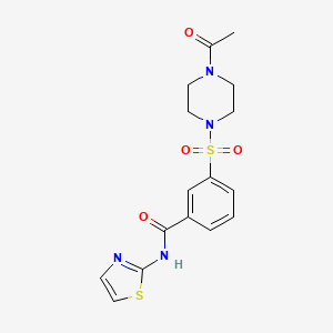 molecular formula C16H18N4O4S2 B2364388 3-((4-乙酰哌嗪-1-基)磺酰基)-N-(噻唑-2-基)苯甲酰胺 CAS No. 746609-05-2