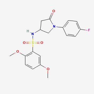 molecular formula C18H19FN2O5S B2364395 N-(1-(4-fluorophenyl)-5-oxopyrrolidin-3-yl)-2,5-dimethoxybenzenesulfonamide CAS No. 896315-31-4