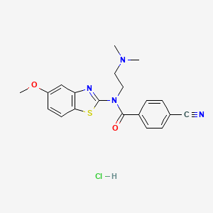 molecular formula C20H21ClN4O2S B2364398 4-cyano-N-(2-(dimethylamino)ethyl)-N-(5-methoxybenzo[d]thiazol-2-yl)benzamide hydrochloride CAS No. 1216987-30-2