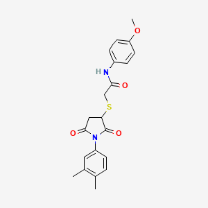 molecular formula C21H22N2O4S B2364400 2-((1-(3,4-dimethylphenyl)-2,5-dioxopyrrolidin-3-yl)thio)-N-(4-methoxyphenyl)acetamide CAS No. 835887-18-8