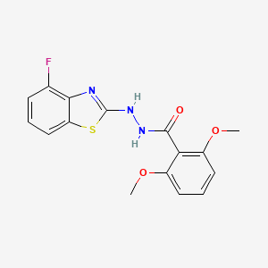 molecular formula C16H14FN3O3S B2364404 N'-(4-氟-1,3-苯并噻唑-2-基)-2,6-二甲氧基苯甲酰肼 CAS No. 851978-99-9