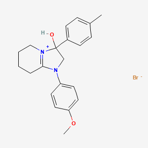 3-Hydroxy-1-(4-methoxyphenyl)-3-(p-tolyl)-2,3,5,6,7,8-hexahydroimidazo[1,2-a]pyridin-1-ium bromide