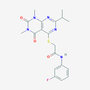 2-(1,3-dimethyl-2,4-dioxo-7-propan-2-ylpyrimido[4,5-d]pyrimidin-5-yl)sulfanyl-N-(3-fluorophenyl)acetamide
