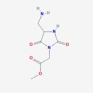 molecular formula C7H11N3O4 B2364415 Methyl 2-[4-(aminomethyl)-2,5-dioxoimidazolidin-1-yl]acetate CAS No. 2308059-12-1